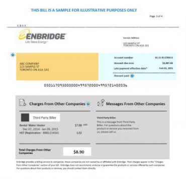 Enbridge water heater rental bill